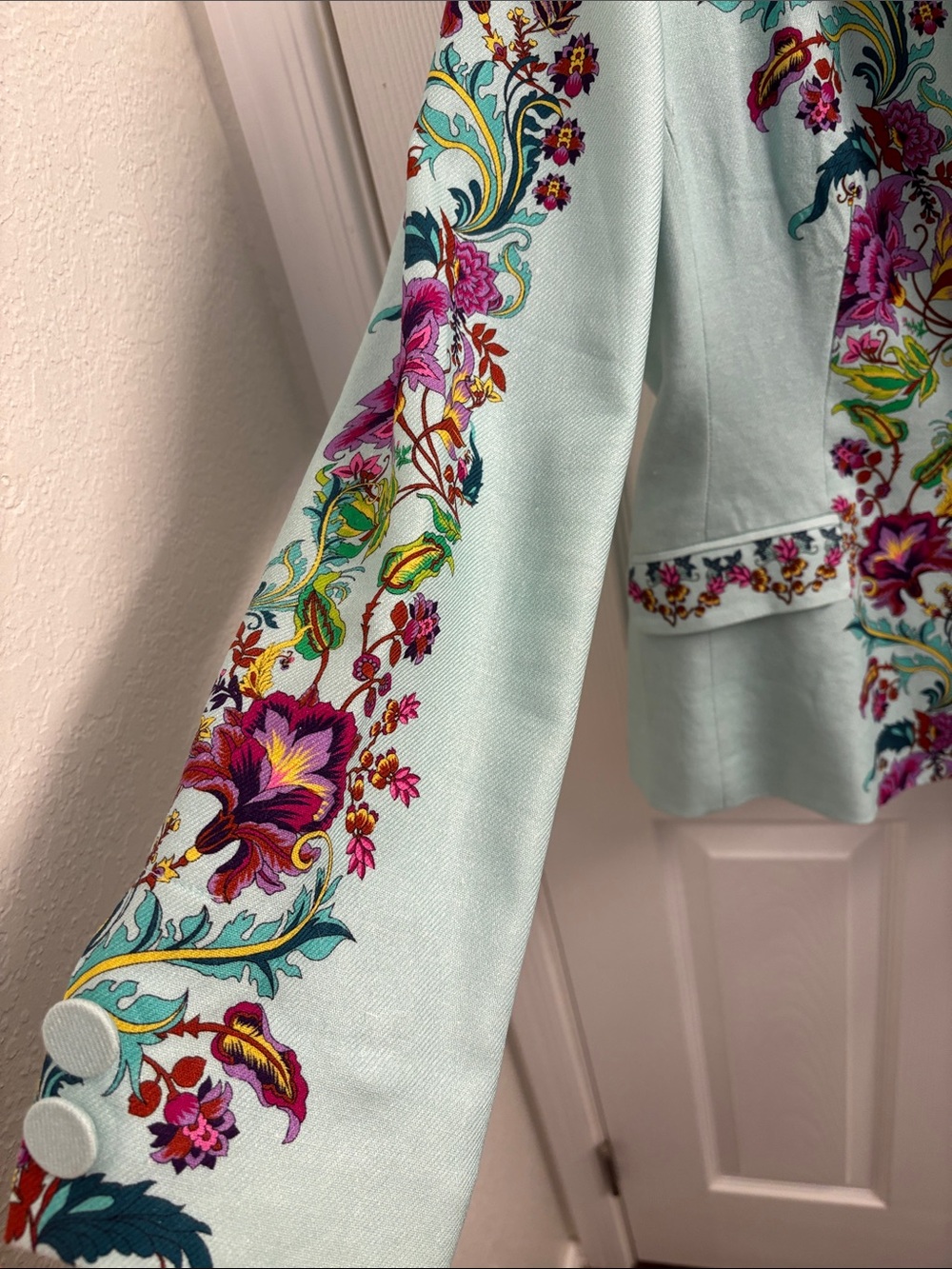 Boston Proper Viney Florals Placed Print Single Button Blazer -Size 10 - Picture 4 of 13
